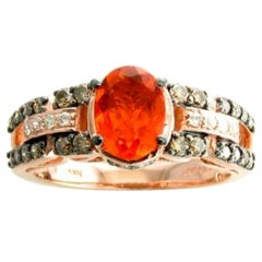 Anello Grand Sample Sale con Opale di Fuoco Neon Tangerine e Diamanti al Cioccolato