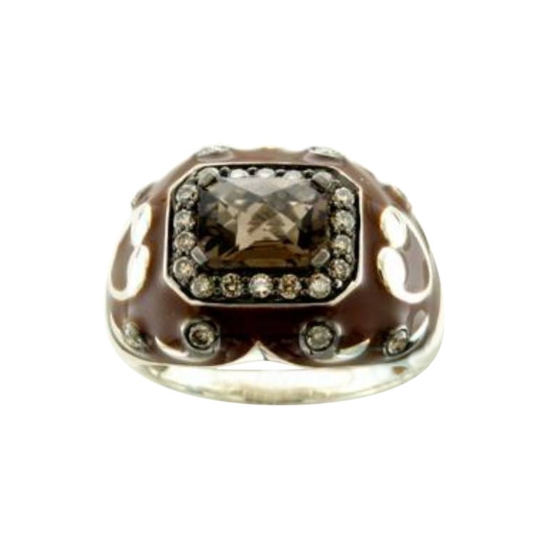 La bague Le Vian avec quartz chocolat et diamants chocolat sertis en SLV en vente