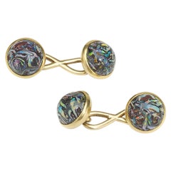 Antique Tiffany & Co. Boulder Opal and Gold Cufflinks, Circa 1910