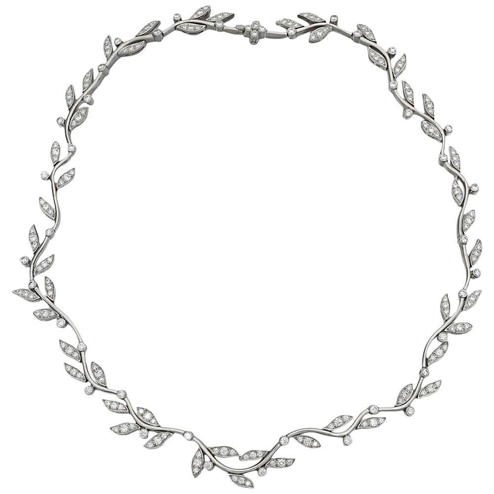 Tiffany & Co. Foliate Diamond Platinum Collar Necklace