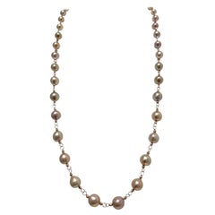Lustrous Rare Tea Rose Freshwater Pearl Necklace (Collier de perles d'eau douce)