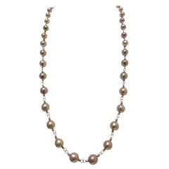 Lustrous Rare Tea Rose Freshwater Pearl Necklace (Collier de perles d'eau douce)