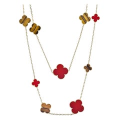 Van Cleef & Arpels Carnelian and Tiger's Eye 'Magic Alhambra' Necklace