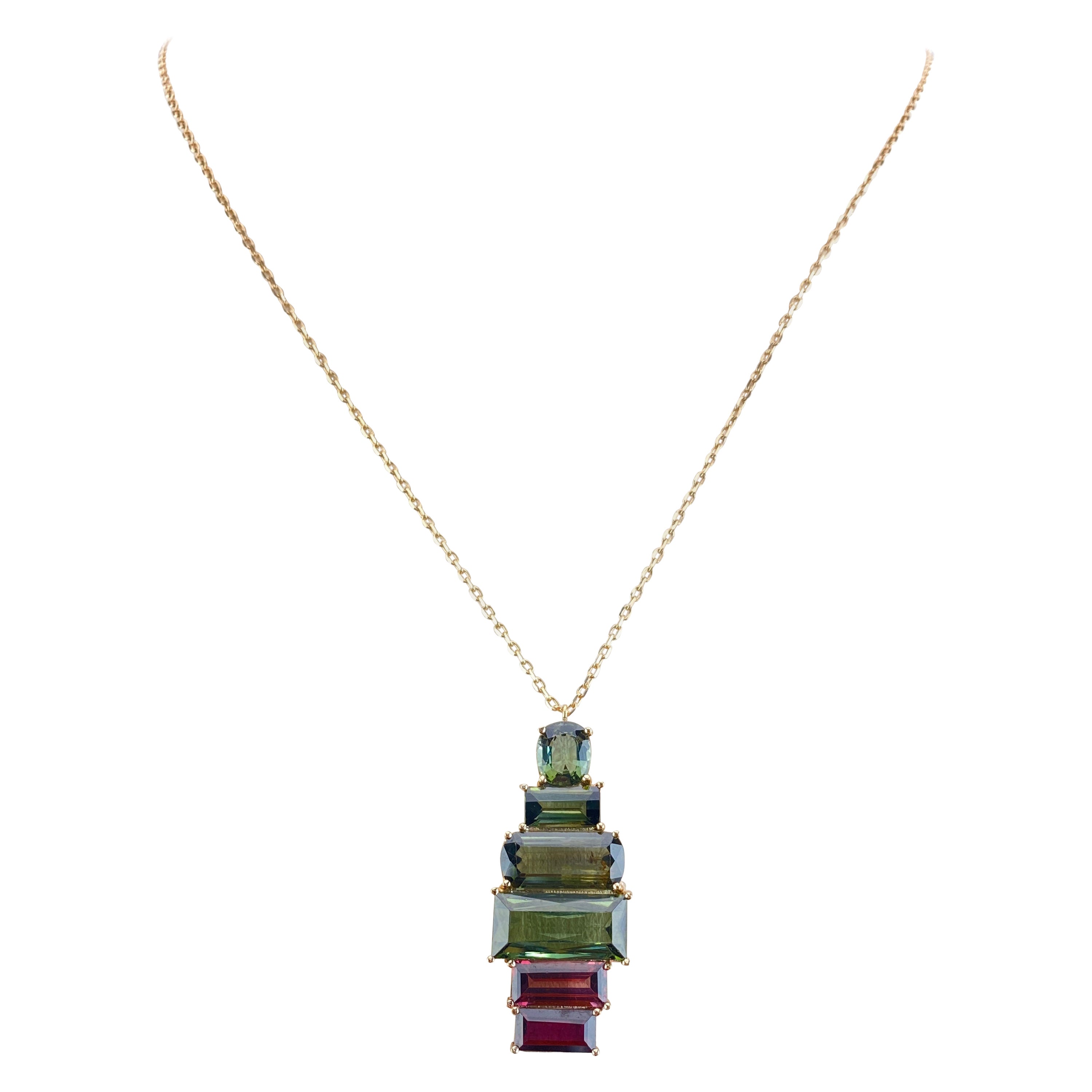 Collier à pendentif en or rose 18 carats et tourmaline de 24,93 carats