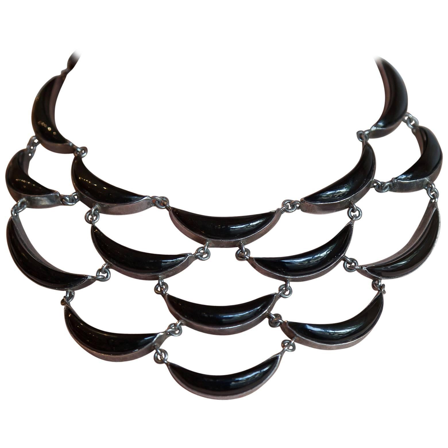 Antonio Pineda Black Onyx Sterling Silver Necklace