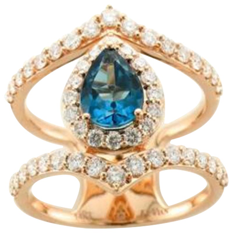 Le Vian Ring featuring Deep Sea Blue Topaz Vanilla Diamonds For Sale