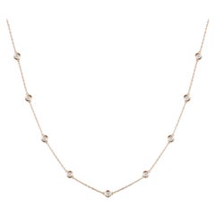 9-Station Diamond by the Yard Necklace in 14 Karat White Gold