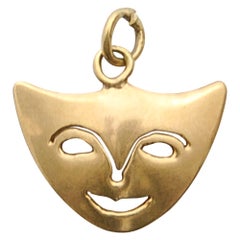 Vintage Masquerade 14K Gold Charm Pendant