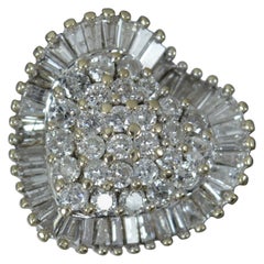 2.00ct Diamond and 18ct White Gold Heart Shape Diamond Cluster Ring
