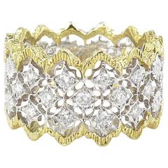 Diamond Two Color Gold Filigree Ring 7