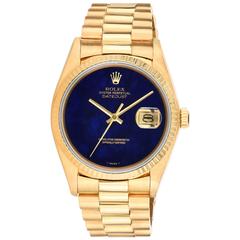 Rolex Yellow Gold Lapis Lazuli Stone Dial Oyster Perpetual Datejust Wristwatch