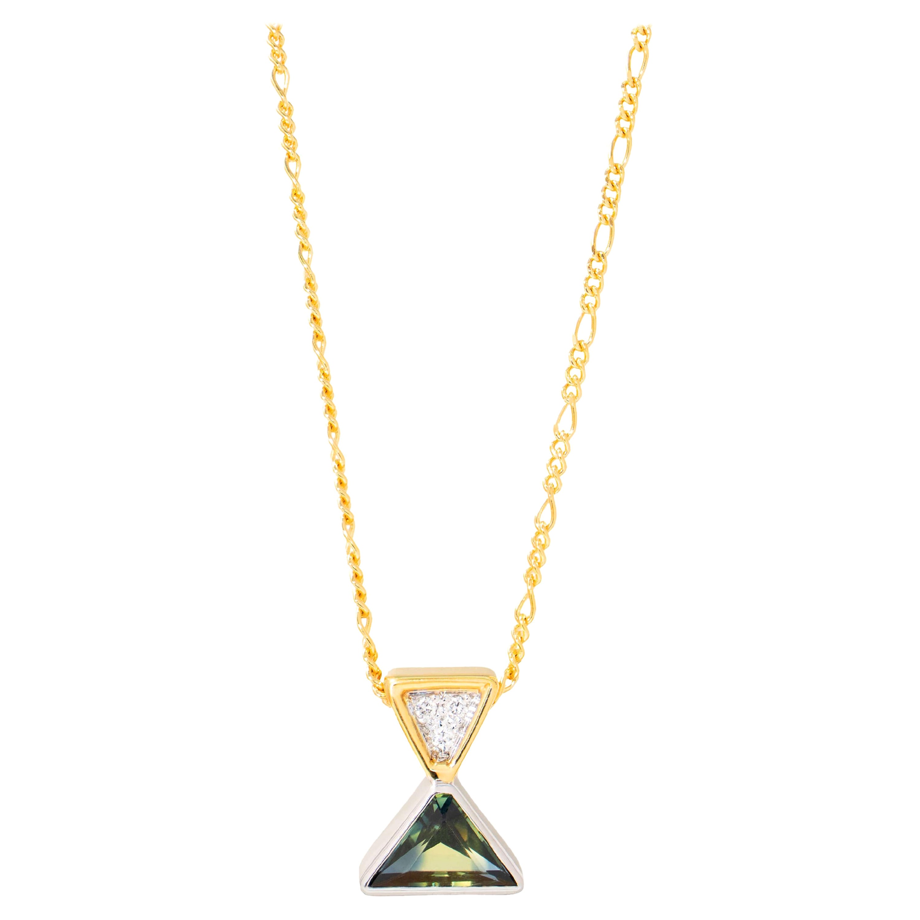 0.83ct Sapphire, Diamond, 18K Gold & Platinum Pendant For Sale