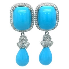 Danuta Sleeping Beauty Diamond Dangling Turquoise Earrings 