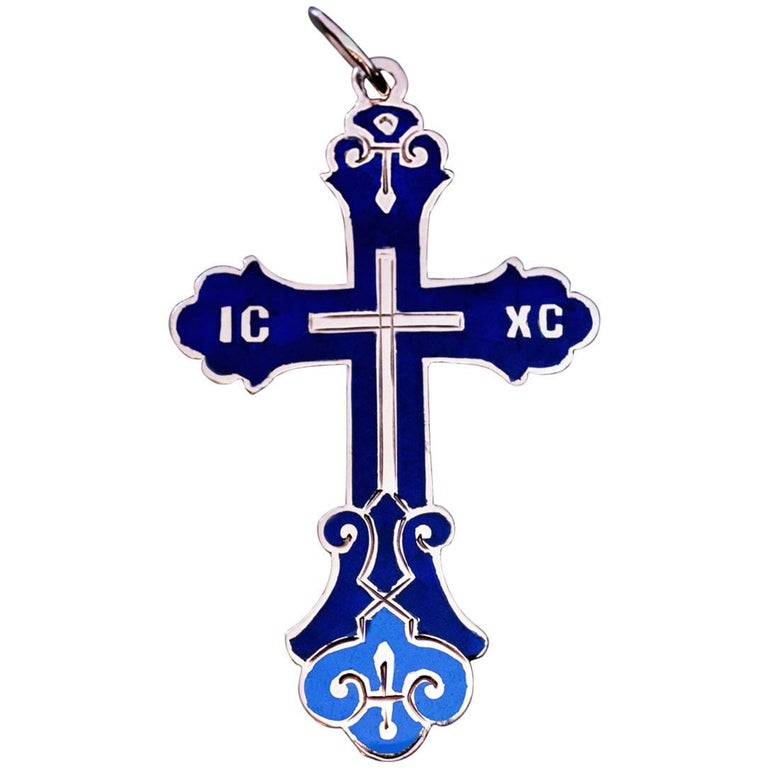 Antique Russian Champleve Enamel Gold Cross Pendant at 1stDibs ...