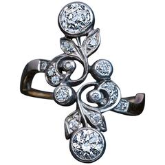 Antique Art Nouveau Diamond Flower Ring