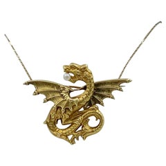 Antique Griffin Dragon Pearl Pendant Brooch French Belle Epoque 18 Karat Gold France