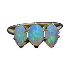Art Deco Opal Ring 14 Karat Gold Vintage Wedding Engagement Stacking Ring