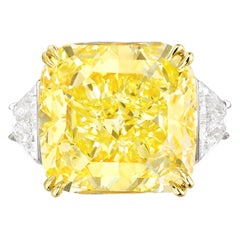 GIA Certified 14.95 Carat Fancy Yellow Diamond Ring VVS2 Clarity