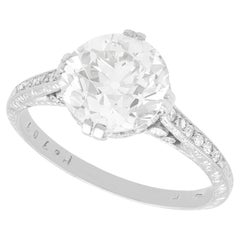 Antique 3.31 Carat Diamond and Platinum Solitaire Engagement Ring