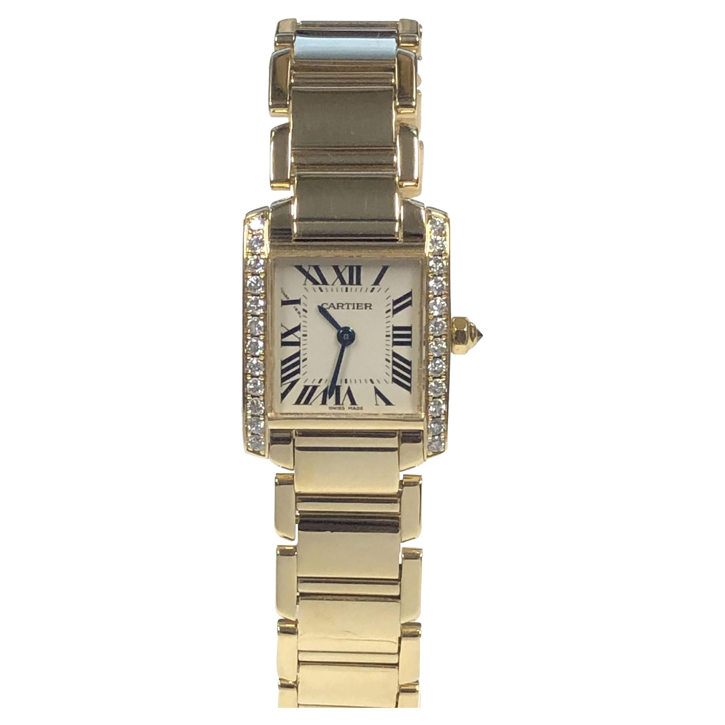 Cartier Tank Francaise Ladies Gold and Diamond Quartz Wrist Watch