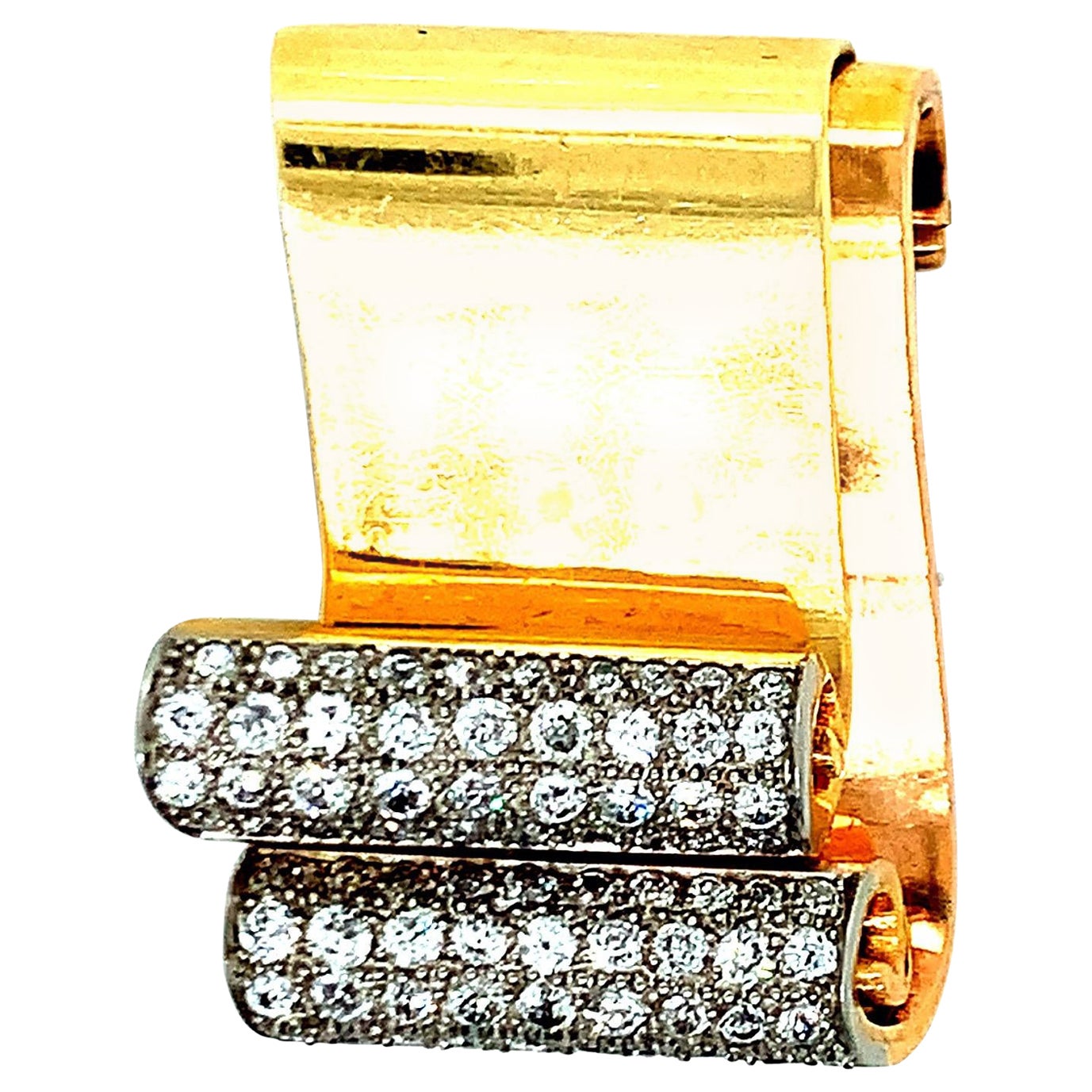 Cartier Diamond Gold Scroll For Sale