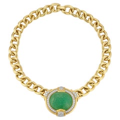 Vintage David Webb Carved Emerald Necklace