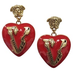 V-Mine Versace Valentine Red Heart Earrings