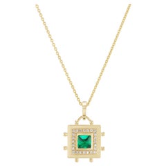 Emerald Square Evil Eye Necklace