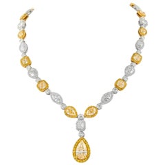 Alexander GIA & EGL 49.89ctt Yellow & White Diamond Drop Necklace 18k