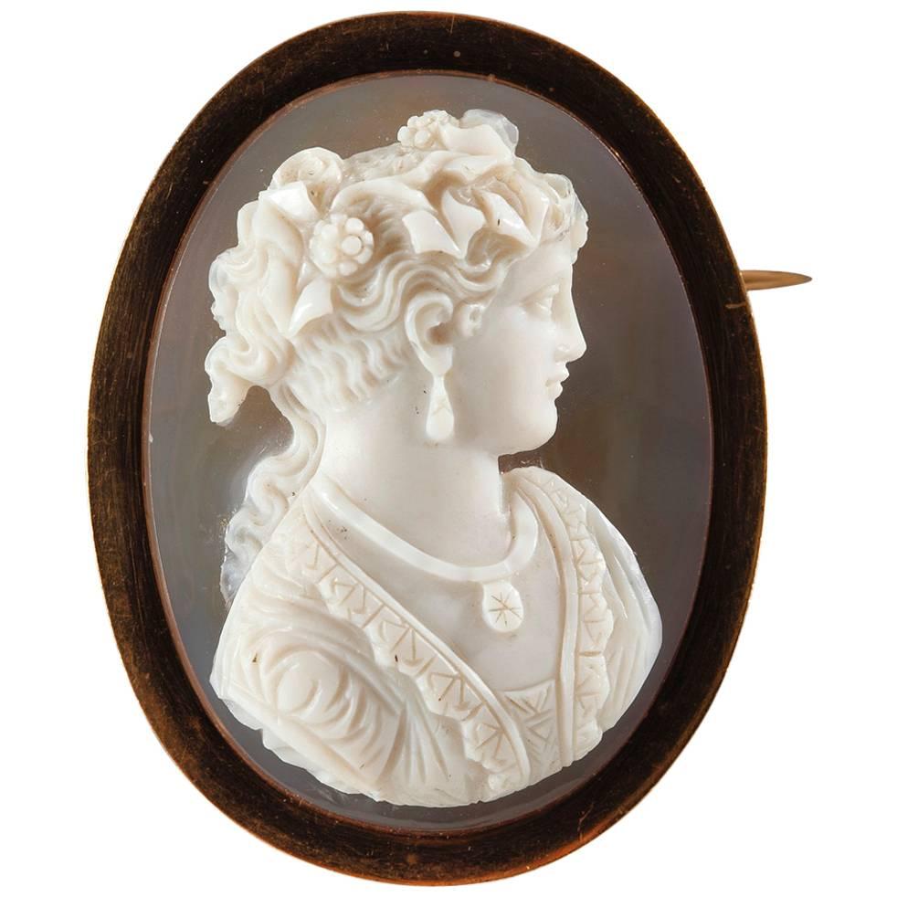 Gold Cameo Brooch Portrait of a Woman