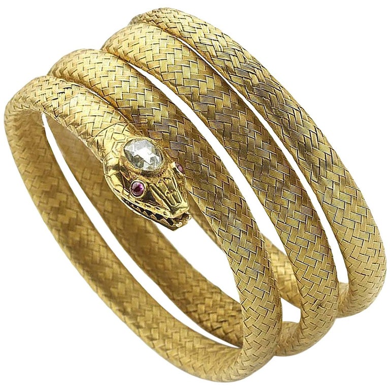 Gold Snake Bangle Bracelet at 1stDibs 14k gold snake bangle bracelet