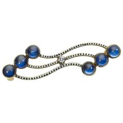 Giuliano Enamel Sapphire Gold Brooch