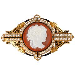 Antique 19th Century Gold Cameo Brooch