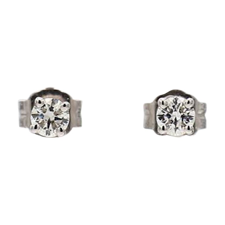 Natural White Round Diamond .34 Carat TW White Gold Stud Earrings