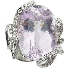 Kunzite Diamond Platinum Ring 6