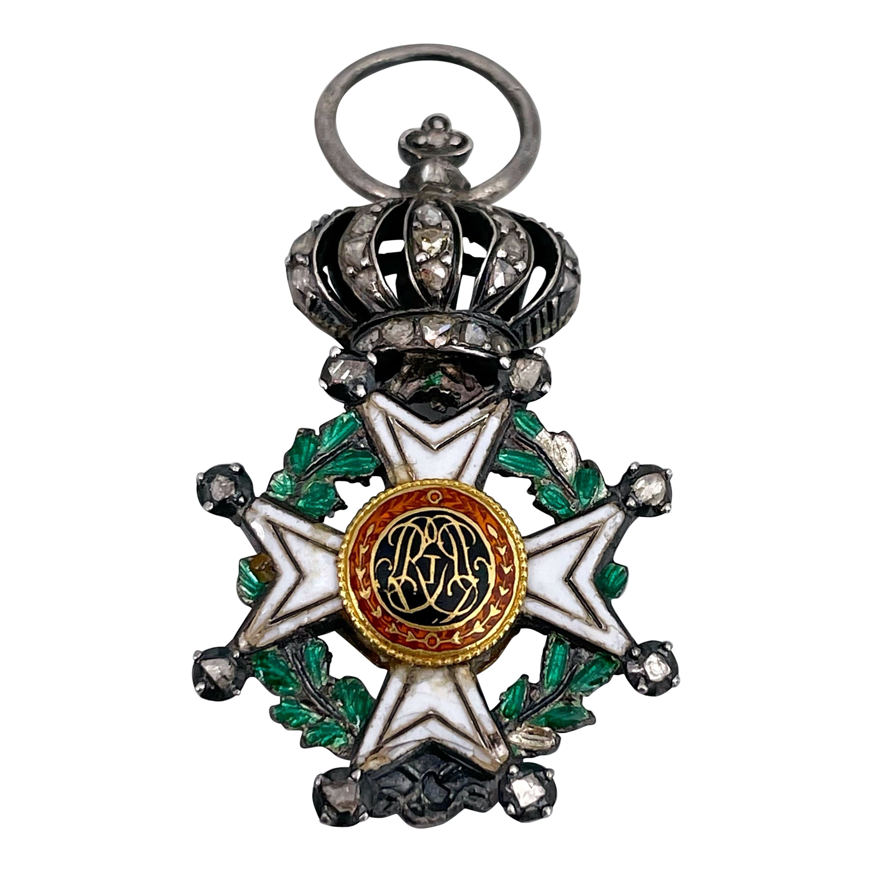 Antique Diamond Enamel Cross Medal Knight Order Of Leopold