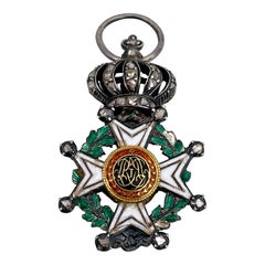 Antique Médaille Croix Diamantée et Émaillée Chevalier de l'Ordre de Léopold