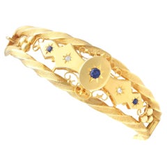 Brazalete de oro amarillo con zafiro y diamantes de 1900  