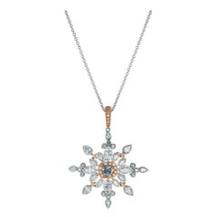Hirsh Snowflake Pendant Set with Pink and Blue Diamonds