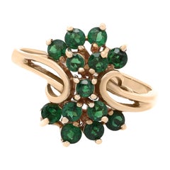 Rachel Koen Round Cut Green Tourmaline Ladies Ring 14K Yellow Gold
