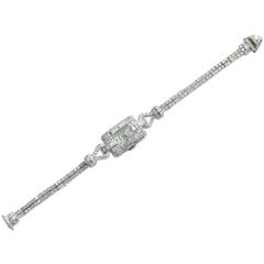 Lady's Platinum Diamond Art Deco Wristwatch