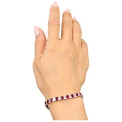 Bracelet de 17,29 ct de rubis naturel et de diamants taille émeraude