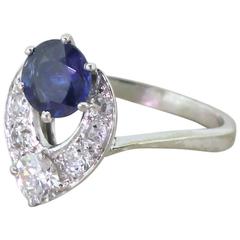 Avant Garde 1.10 Carat Sapphire Transitional Cut Diamond Gold Platinum Ring