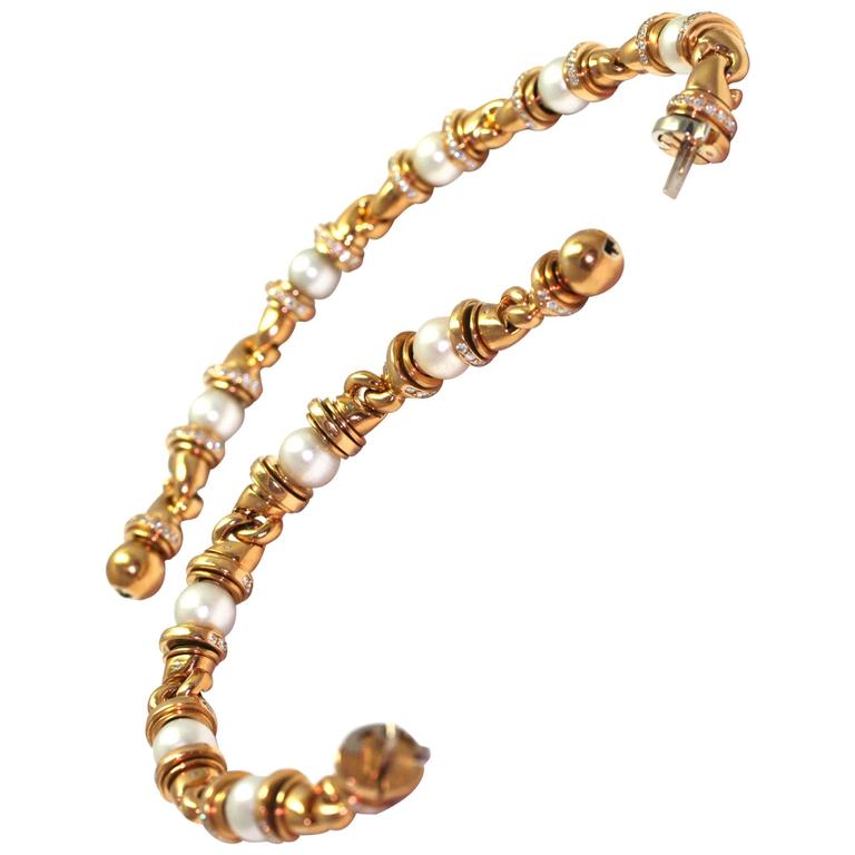 Bulgari Pearl Diamond Gold Gancio Bracelets at 1stDibs | bulgari pearl ...