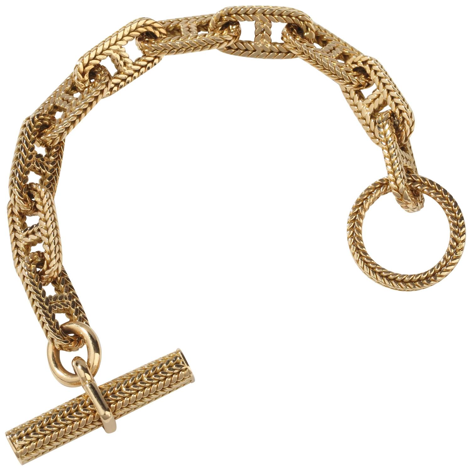 Hermes Vendôme Tresse Gold Toggle Bracelet at 1stdibs