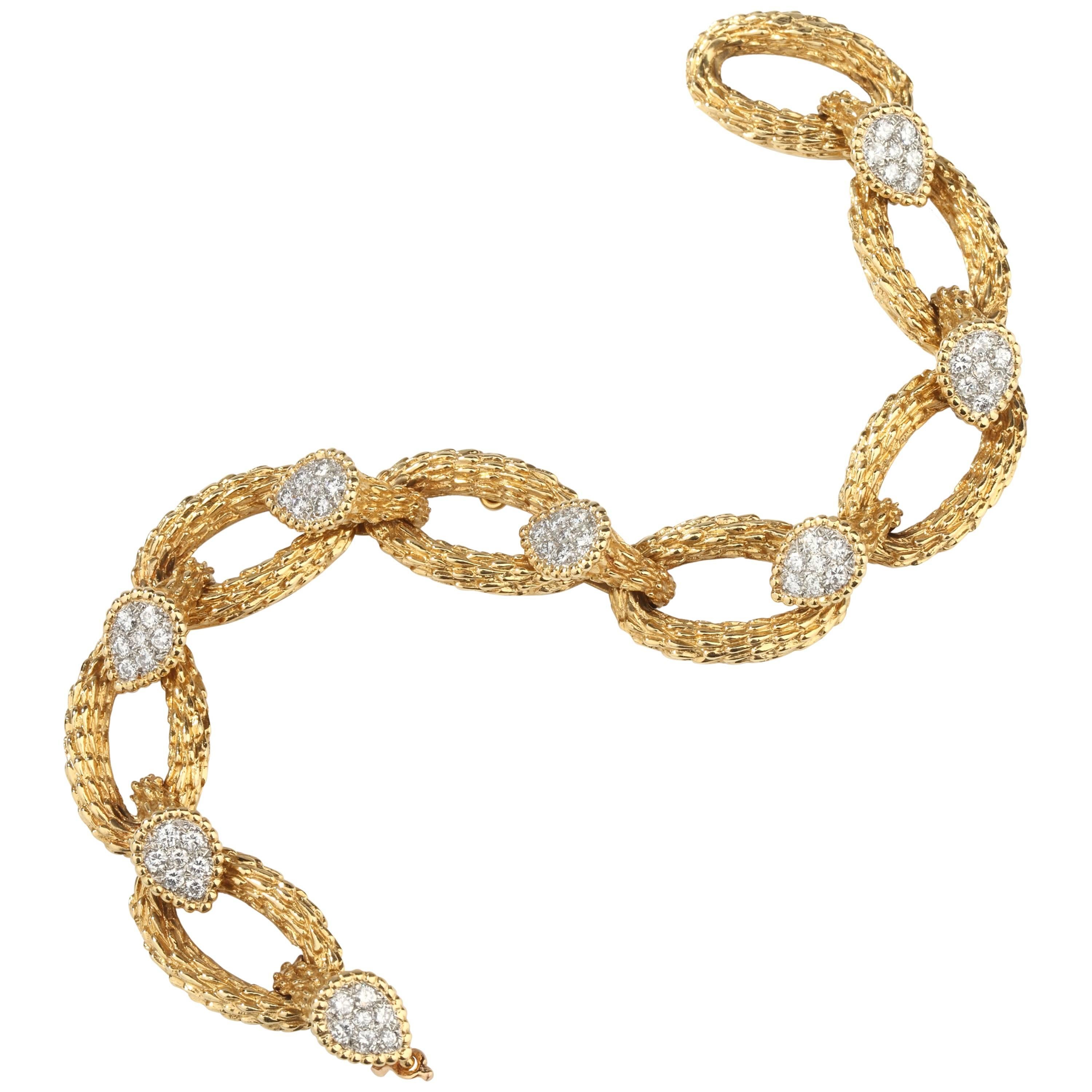 1970s Boucheron Paris Diamond Gold Serpent Boheme Bracelet