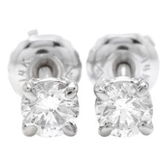 0.50 Carat Natural VS2-si1 Diamond 14 Karat Solid White Gold Stud Earrings