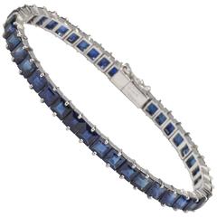 Mellerio Paris Square Sapphire Platinum Line Bracelet