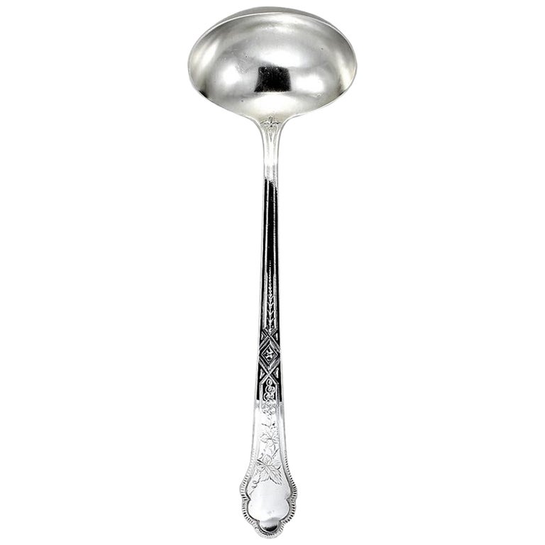 Gorham, Grape Hand Engraved, Sterling Silver Solid Punch Ladle For Sale