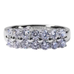 Sparkling 18k White Gold Band Ring with 0.85 Ct Natural Diamonds-IGI Certificate